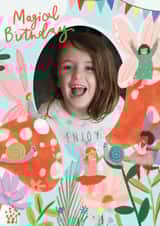Personalised Birthday Photo Card created by Paperlink and Meraki Greeting Cards - Cute Magical Birthday Card - Fairies & Toadstools