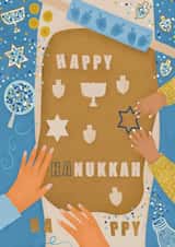 Hanukkah Card - Cookie Decoration Scene - Happy Hanukkah created by Jewish Together