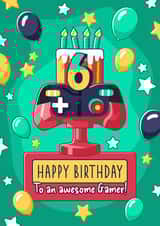 Gamer Birthday card - 6 Today - for an awesome gamer! created by Evie Garnett Designs