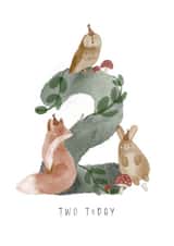 Illustrated Woodland Animals - 2nd Birthday Card created by Faye B Doodles