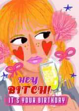 Fun birthday card - for Britney fans - Hey Bitch created by NICHOLA COWDERY ILLUSTRATIONS 