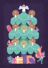 Pretty Christmas tree card - Festive animals created by Chris Wharton