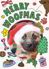 Personalised Christmas Photo Card created by Lisa Wardle - Cartoon Christmas Photo Card - Merry Woofmas