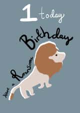 Cute Illustrated Birthday Card - 1st Birthday Lion created by Tigerlily