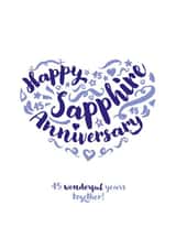 Classic Sapphire Anniversary card - for a special couple - 45 Years created by Fatchair Print
