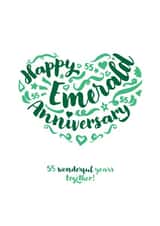 Classic Emerald Anniversary card - for a special couple - 55 years created by Fatchair Print