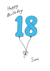 18th Birthday Card for your son - Blue Sixteen Balloon created by A Ray of Sunshine Cards