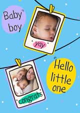Personalised New Baby Photo Card created by Lisa Wardle - Cute new baby card - Baby Boy - Polaroid