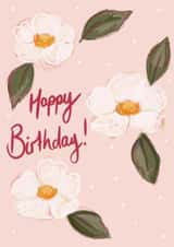 Birthday card with wild rose print created by Stephanie Webb-Bowen
