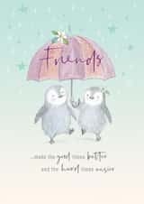 Cute Love & Friendship Card - Umbrella Penguins created by Orchard Design House