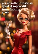 Funny Christmas card for your Best Friend- Doll Spirit of Christmas- Alcohol created by Vanilla Frosting Studio