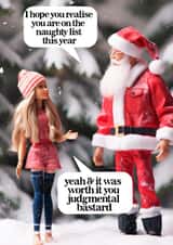 Funny Christmas card - Santa the Judgmental bastard created by Vanilla Frosting Studio