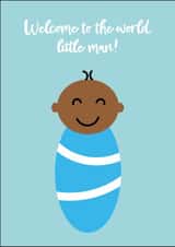 Cute New Baby Boy Card Welcome To The World Little Man Adorable Black Brown Baby created by SideHustleVibes