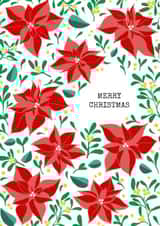 Poinsettia Christmas Card -Mistletoe Card -Christmas Flower -Merry Christmas created by Brightapril Art