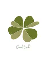 Good Luck Clover Card - Green Good Luck - Four Leaf Clover created by Brightapril Art