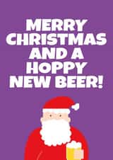 Pun Christmas Card - Merry Christmas And A Hoppy New Beer created by SideHustleVibes