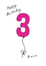 Cute 3rd Birthday Card - Niece - Balloons created by A Ray of Sunshine Cards