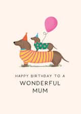 Cute Birthday Card - Wonderful Mum - Dachshund created by Studio Mads