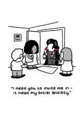 Funny Birthday Card - Vampire - Social Anxiety - Cartoon created by Thomas Wykes