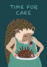 Cute Birthday Card For Loved One - Hedgehog Cake - Time for Cake created by summerdawnart