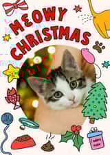 Personalised Christmas Photo Card created by Lisa Wardle - Cute Chritsmas Photo Card - Meowy Christmas - From the Cat