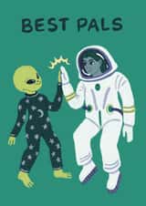Fun Friendship Card For Your Best Friend - Alien & Astronaut - Best Pals created by summerdawnart