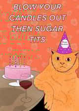 Funny cat birthday card created by C.W ILLUSTRATIONS 