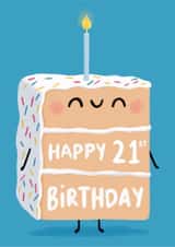 Cute Birthday Cake Card - Happy 21st Birthday created by Sophie Kent Illustration