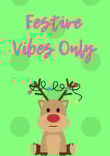 Cute festive Christmas Reindeer Rudolph neon colorful card for kids, friends created by Annie Marie Prints