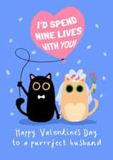 Scaredy Cat Valentine’s Day Card for a Purrrfect HUsband ! Nine Lives Balloon created by Running with Scissors