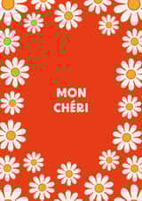 Mon Cheri - Cute Retro Flowers Romantic Card- Valentines Day created by Essentially Nomadic Designs