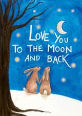 Cute Moon Gazing Hares Card - Valentines or Anniversary created by Zoe Pearl