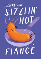 Cheeky Sausage Valentine’s Day Card - Sizzling Hot - For Fiancé created by Painted Parasol Studio