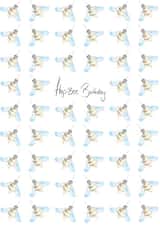 Cute birthday card - watercolour - Hap-Bee Birthday created by JuBee Illustrations