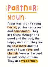 Heartfelt Valentine's Day Card - Partner - Dictionary Definition created by Joanne Hawker