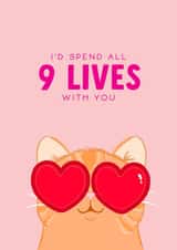 Cute Valentine's Day Card - From the Cat - 9 Lives created by The Cake Thief