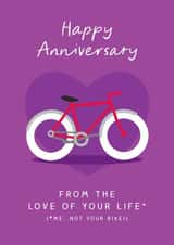 Funny Anniversary Card - Bike - Love of your Life created by The Cake Thief