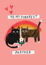 Cute Valentines Card - Cats - Purrfect Partner created by Rachael Powick