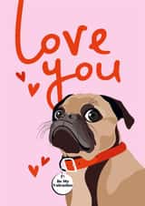 Pug Valentine's Day Card - From The Dog created by Diva Doodle Designs