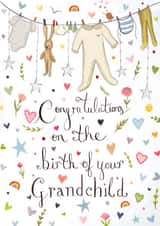 Cute New Baby Card - Congrats on becoming a Grandparent created by Love Lucy Illustration