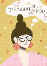 Valentine's Day Card of a Modern Young Lady Dreams about her Significant Other. created by The Intended Space