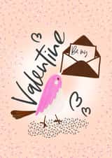 Cute Bird delivering Valentine's Day card to Significant Other - Be My Valentine created by The Intended Space