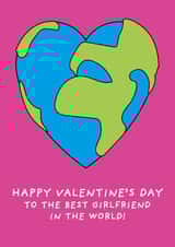 Cute Valentine's Day Card - For Girlfriend - Heart Globe created by size3art