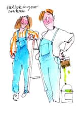 Cheerful congratulation card for moving to a new house created by Twink Addison