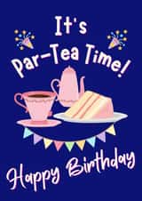 Tea Lovers Birthday Par-Tea! Birthday Teatime Funny - Cake and Cuppa Bunting Fun created by Dara, Ceramic Scripture