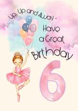 6th Birthday Ballerina with Balloons - Up, Up and Away for a Great Birthday! created by Dara, Ceramic Scripture