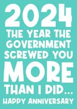 Funny Anniversary Card - Government Screwed created by Sean David Cards