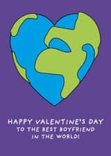 Cute Valentine's Day Card - For Boyfriend - Heart Globe created by size3art