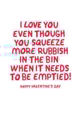 Funny Valentines Card - Bin created by The Boy and the Bear