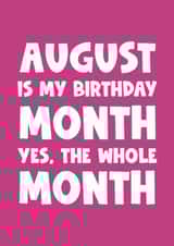 Funny happy birthday greeting card - august created by Naomi Park